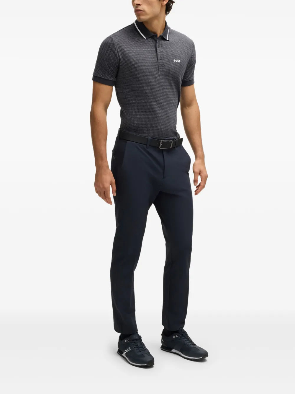 BOSS pattern-jacquard polo shirt