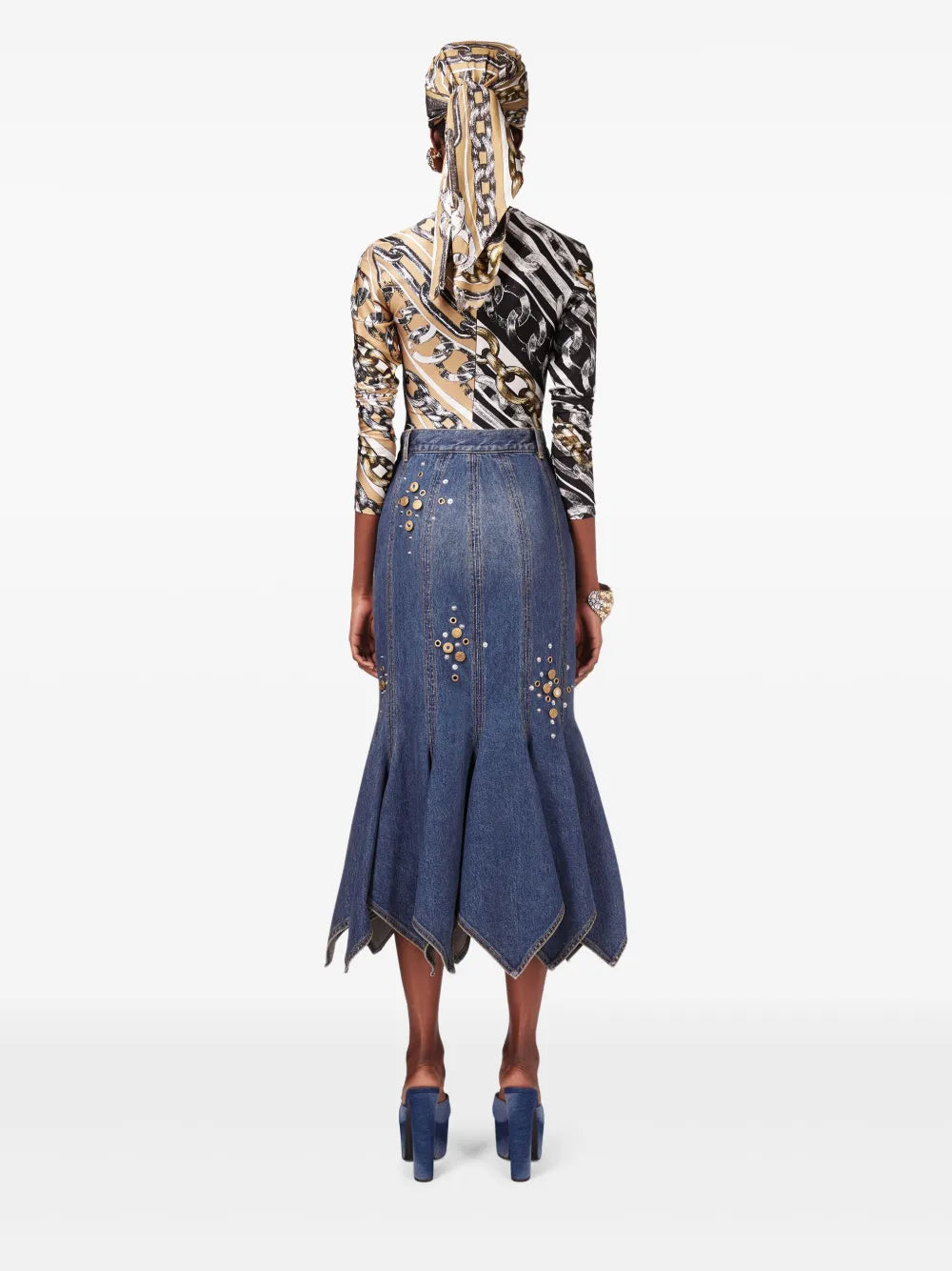 AREA  stud-detail midi skirt