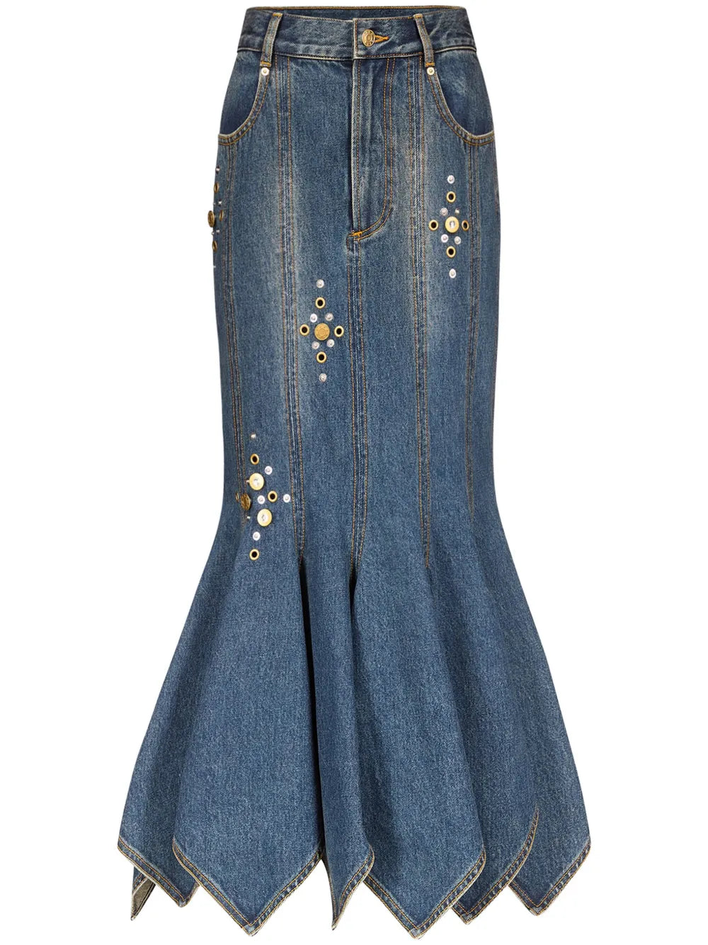 AREA  stud-detail midi skirt