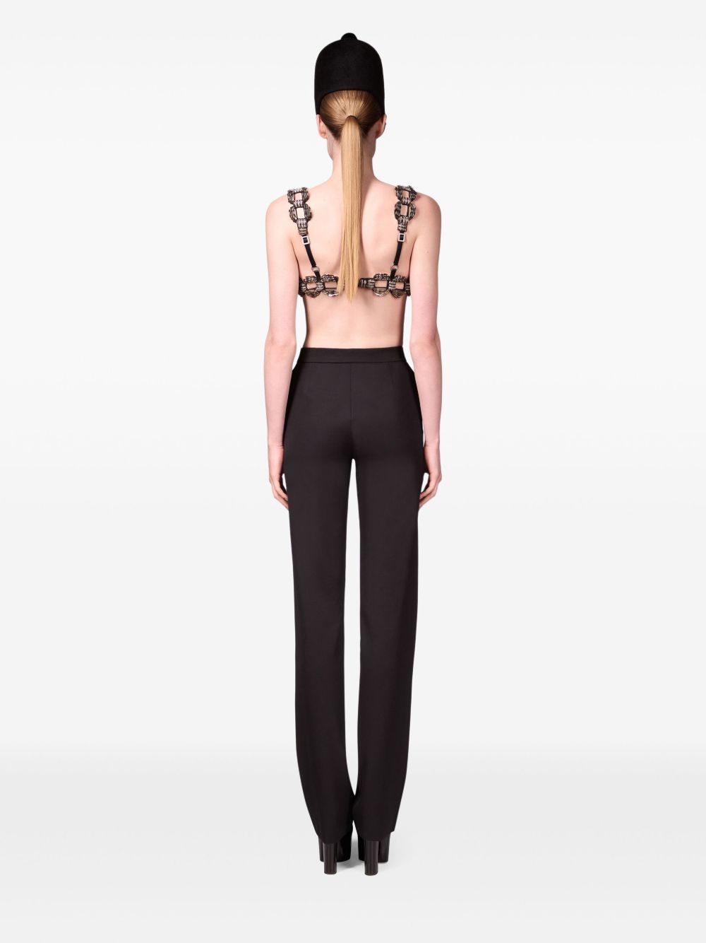 AREA crystal brooch trousers