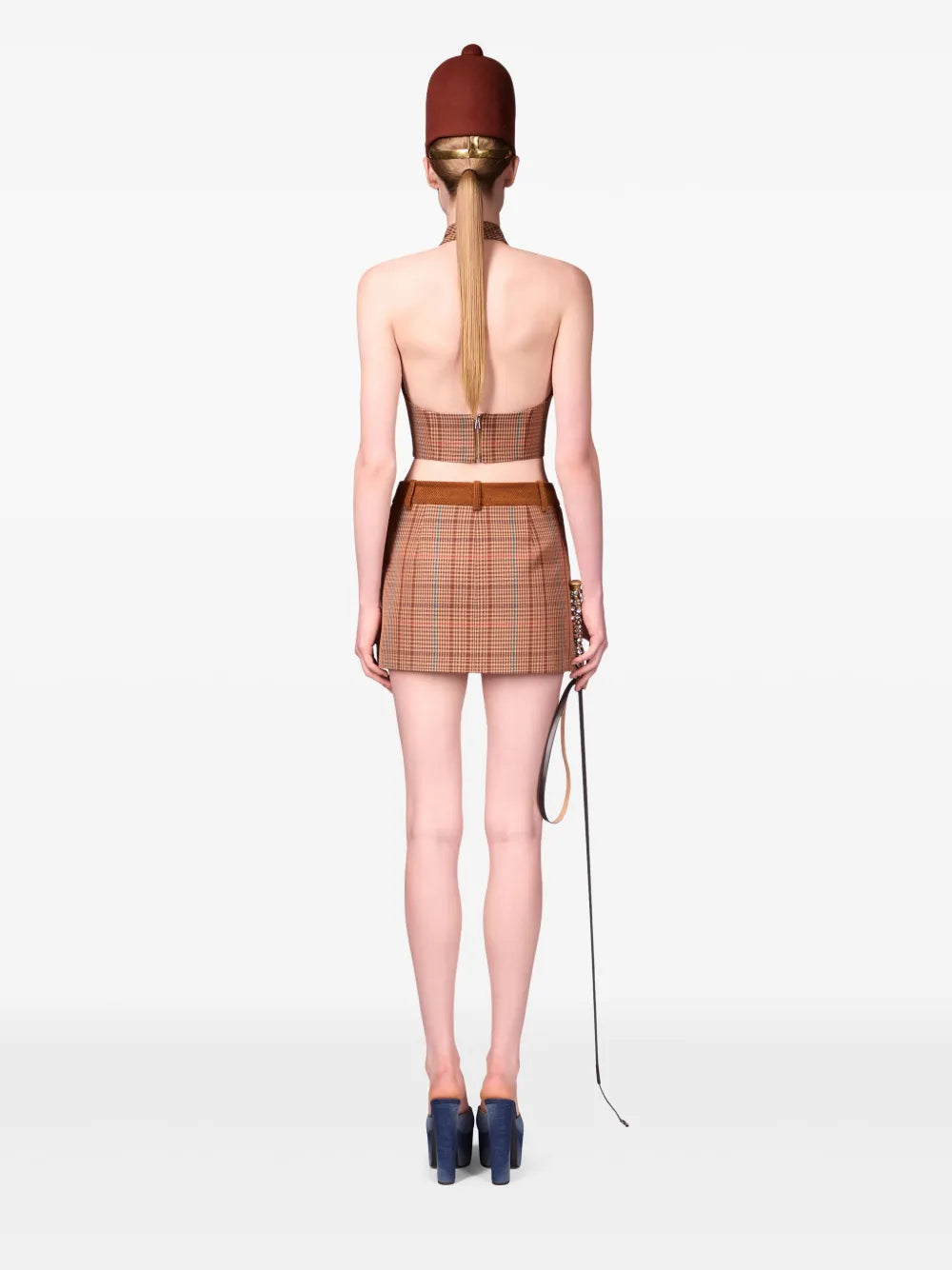 AREA  checked mini skirt