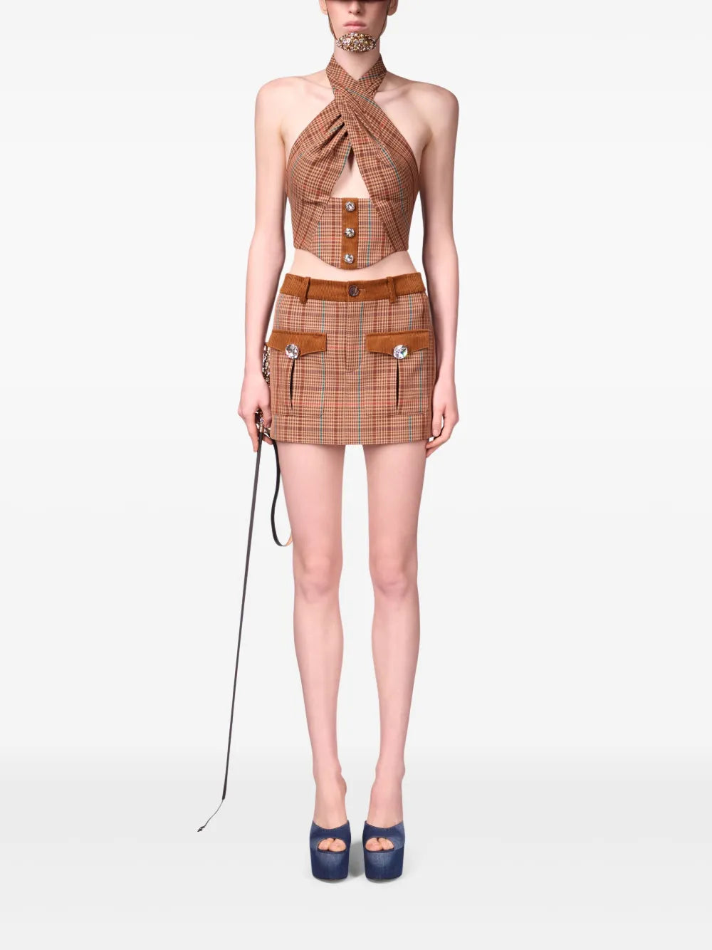 AREA  checked mini skirt
