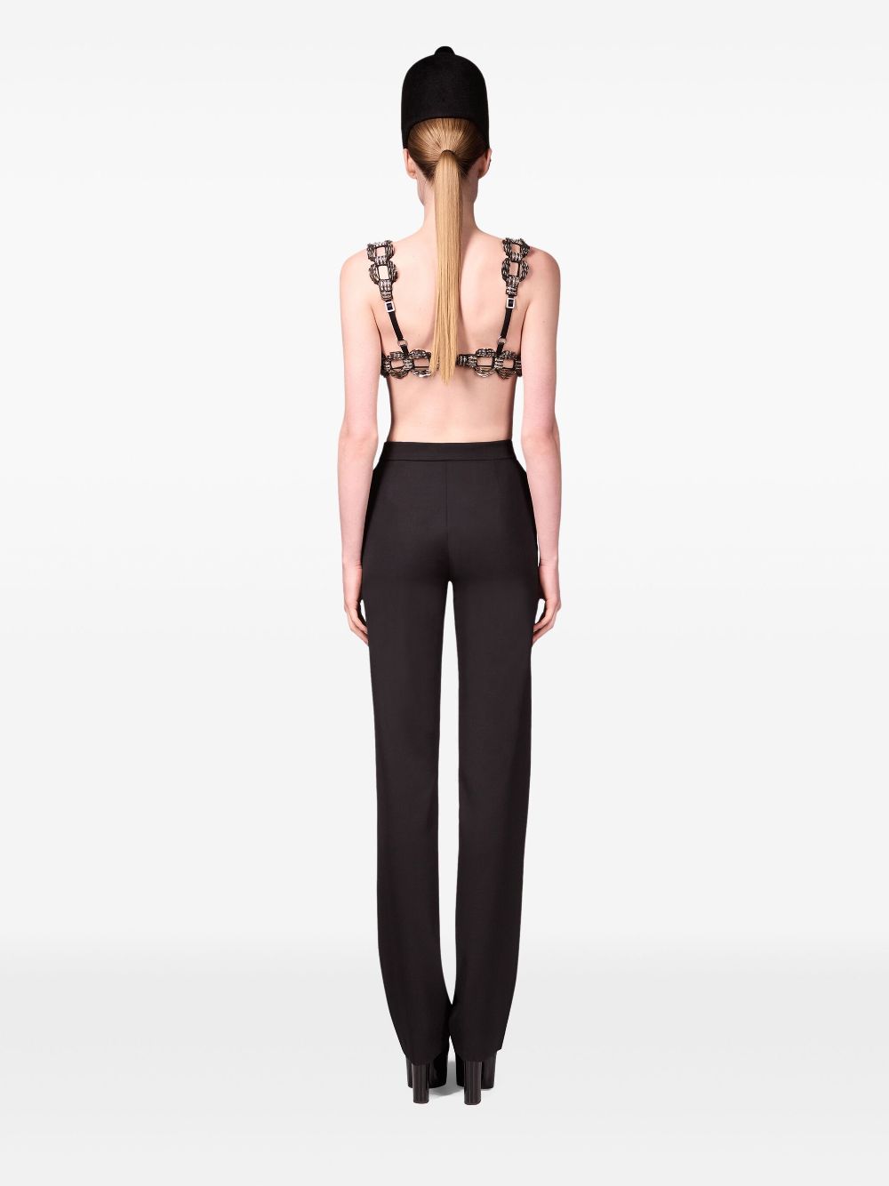 AREA  crystal-brooch bra top