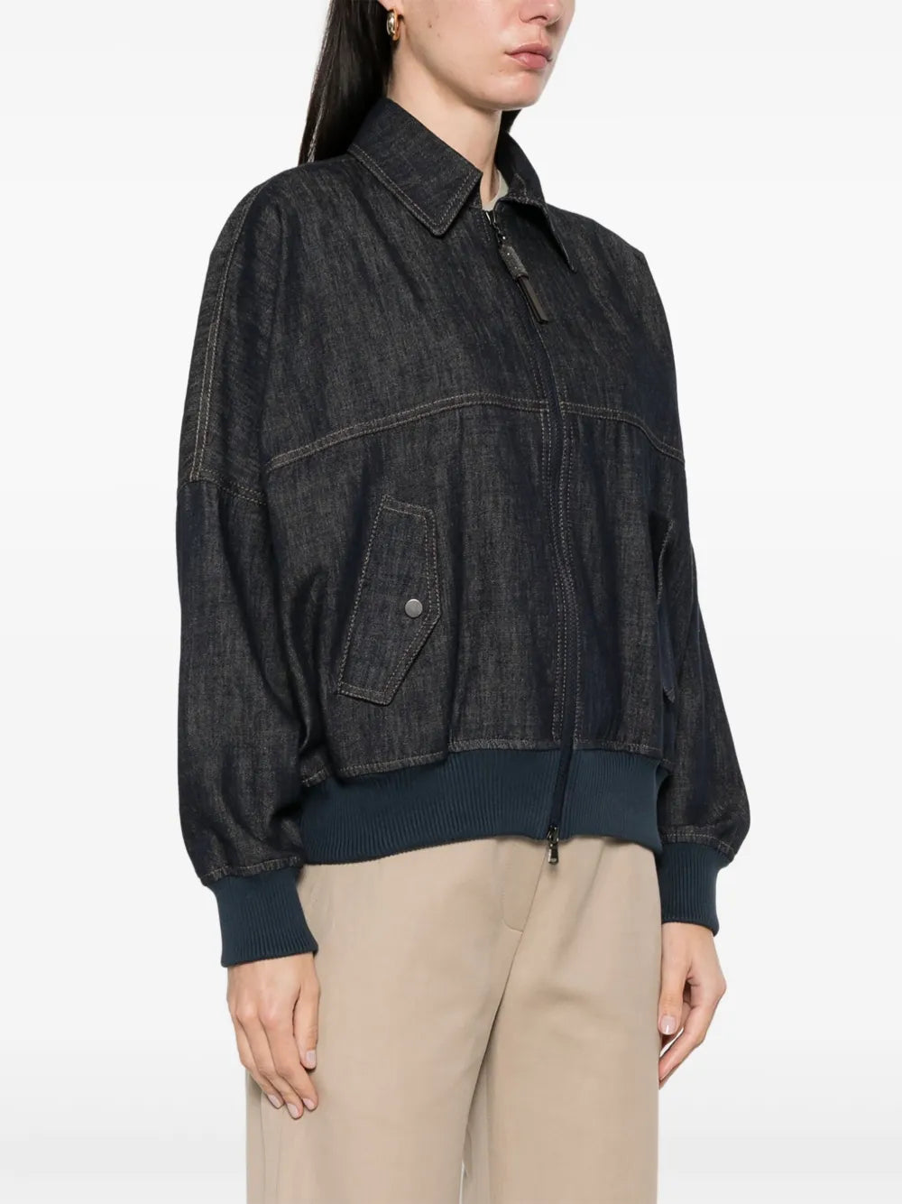 Brunello Cucinelli  denim bomber jacket