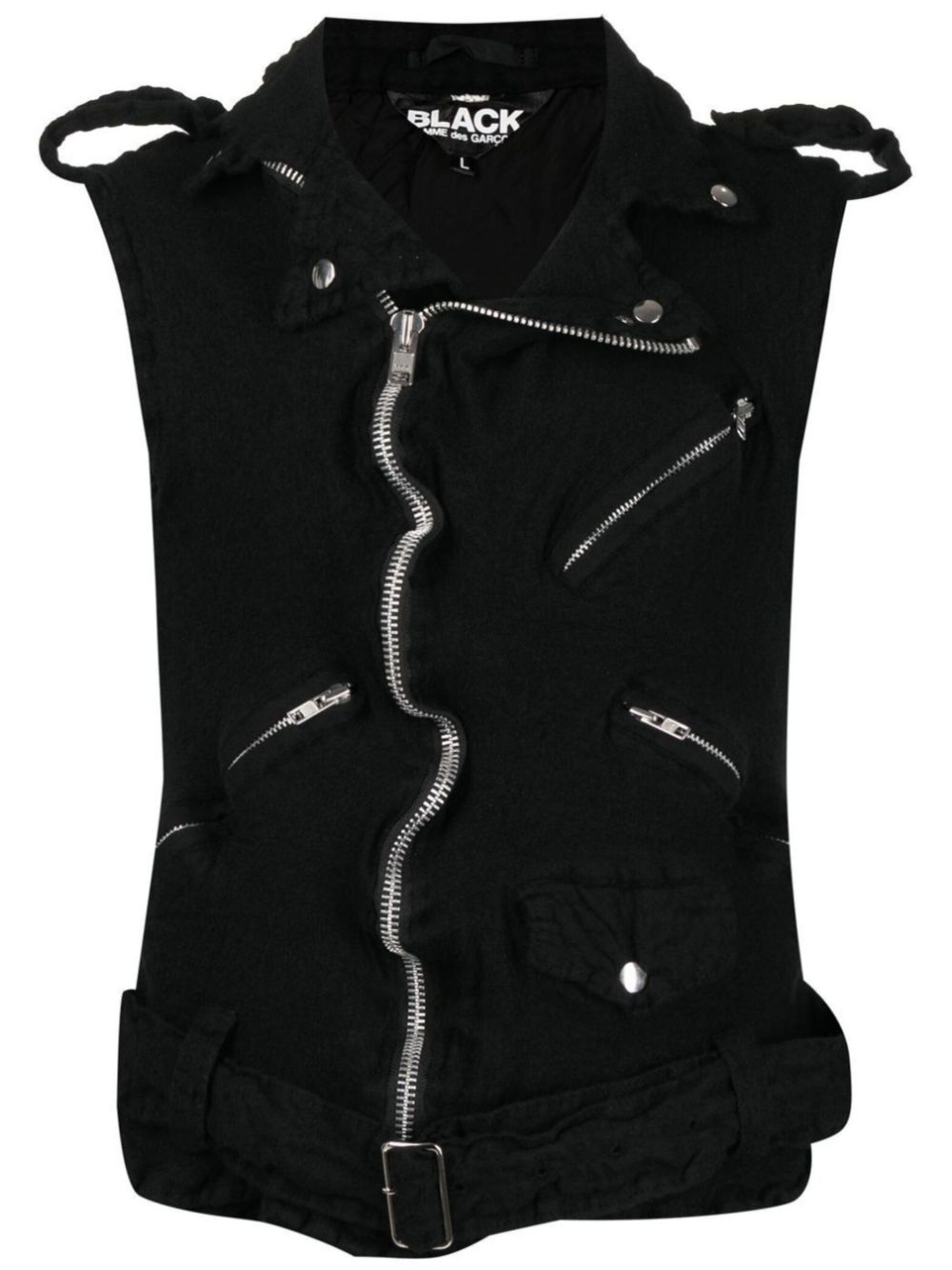 Black Comme Des Garçons  zip-pocket wool jacket