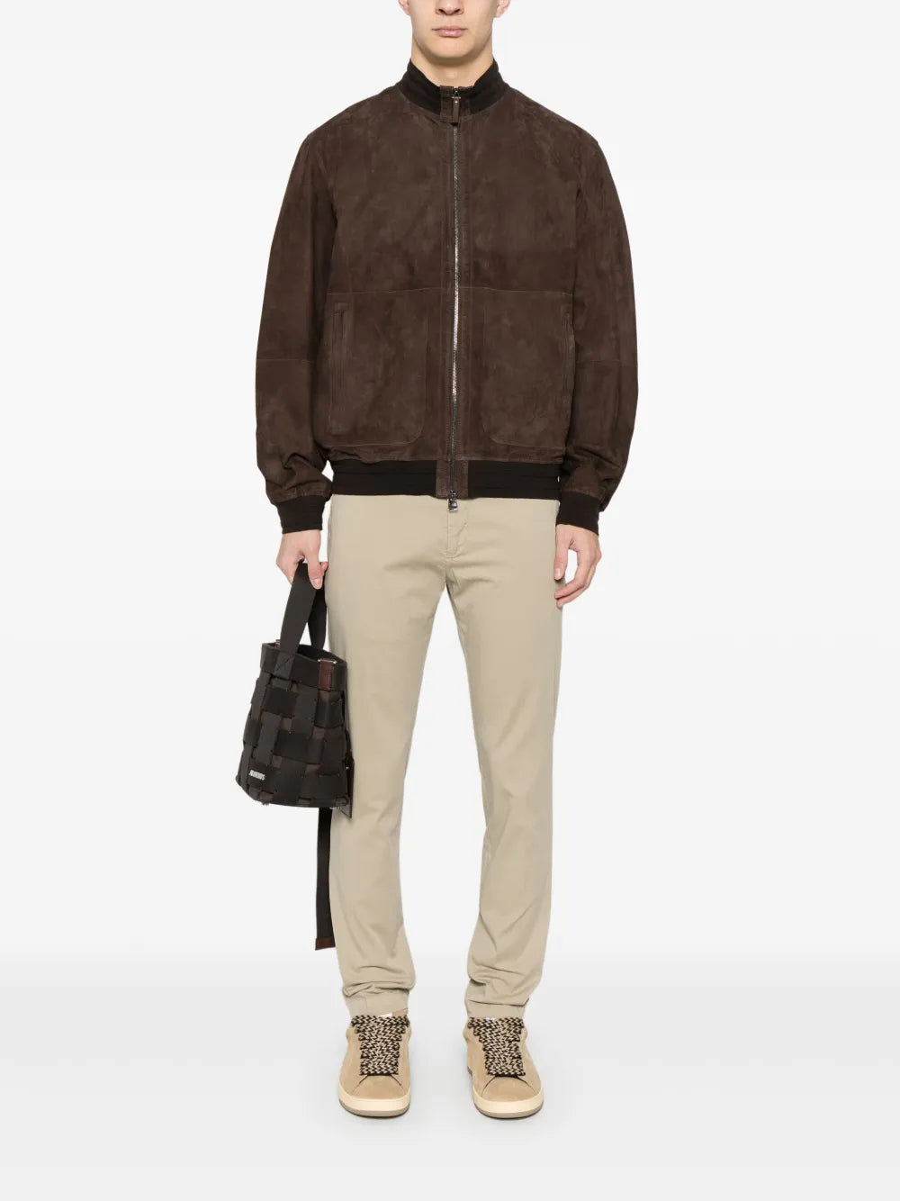 Canali suede bomber jacket