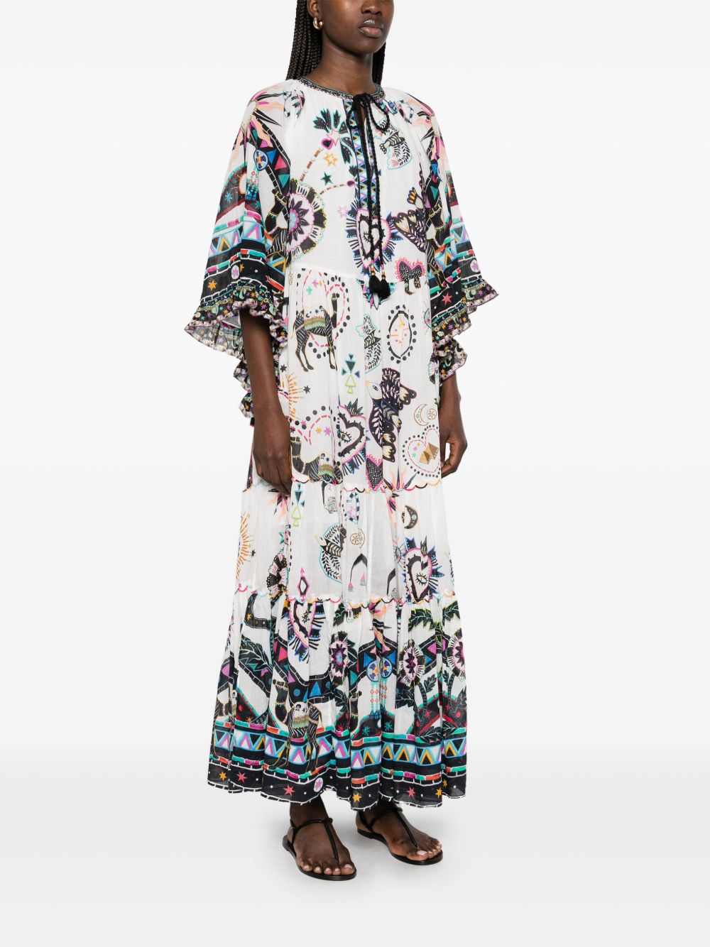 Camilla  wide-sleeve gathered maxi dress