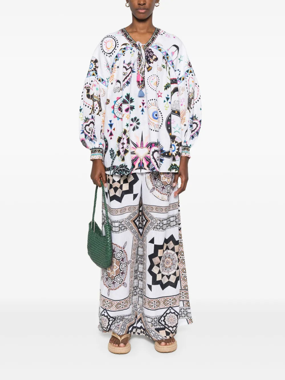 Camilla neck-tie blouse