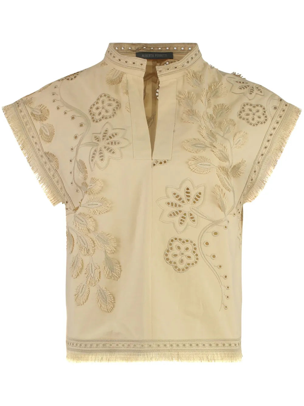 Alberta Ferretti  embroidered fringe-edge top