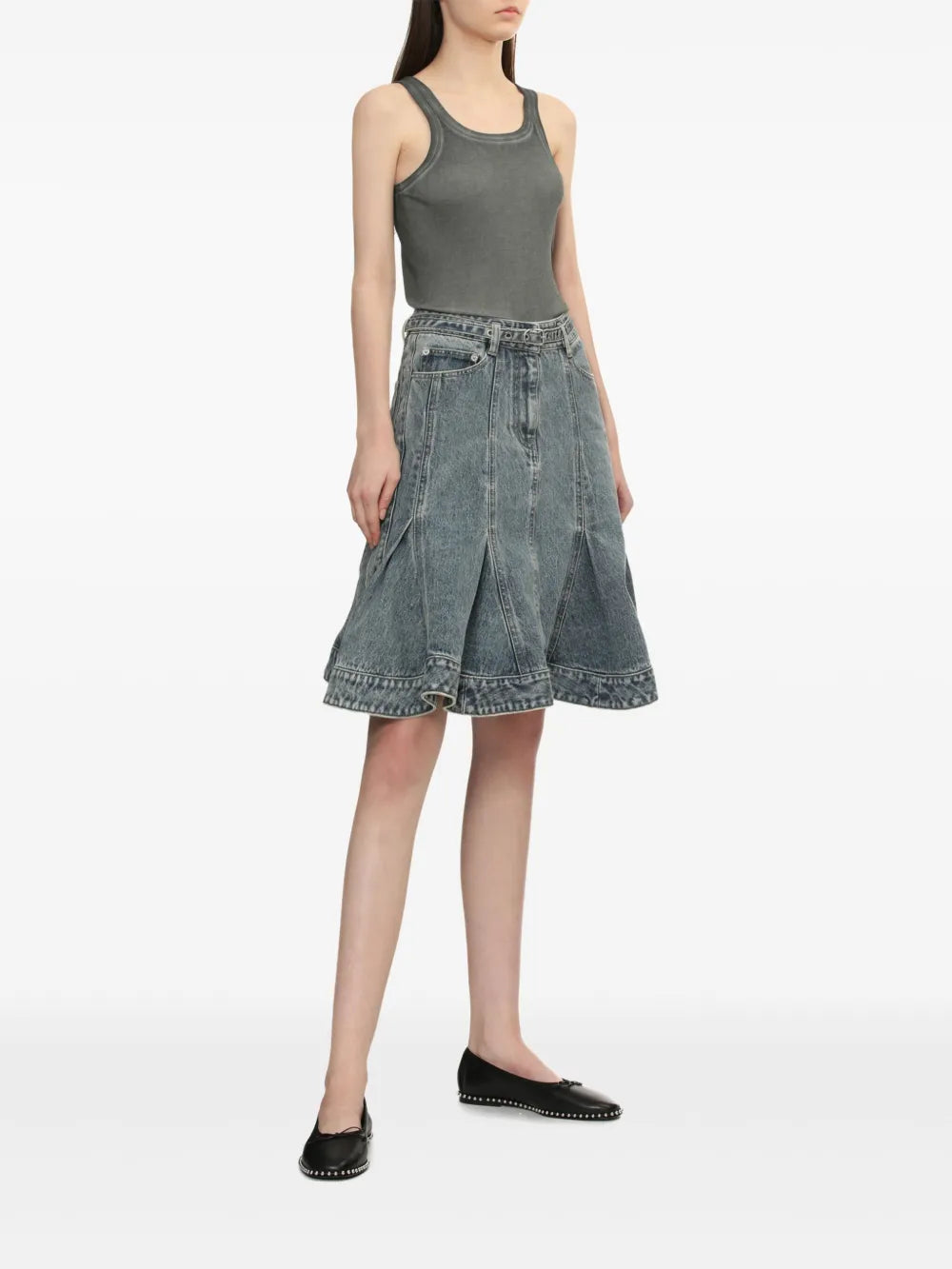 3.1 Phillip Lim grey   belted denim skirt