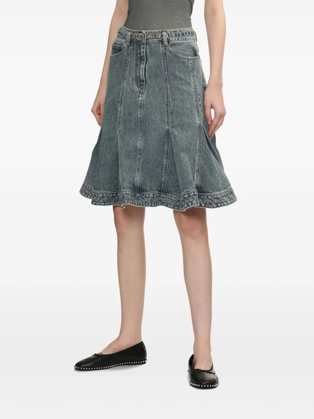 3.1 Phillip Lim grey   belted denim skirt