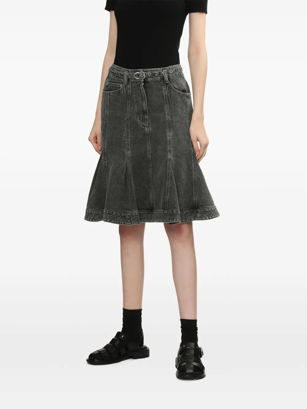 3.1 Phillip Lim grey  belted denim skirt