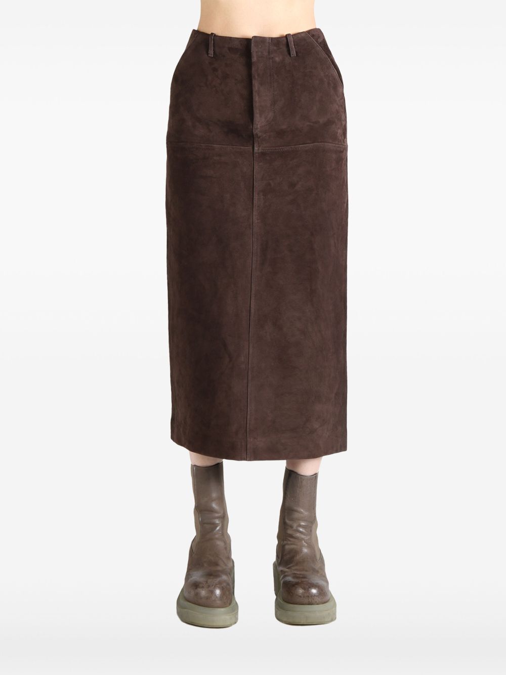 ATELIER NEW YORK suede midi skirt