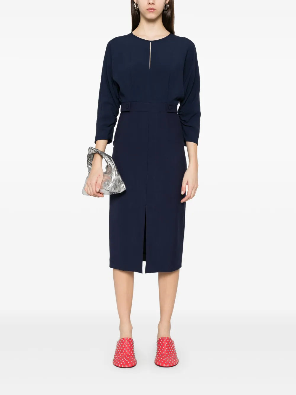 BOSS button-tab midi dress