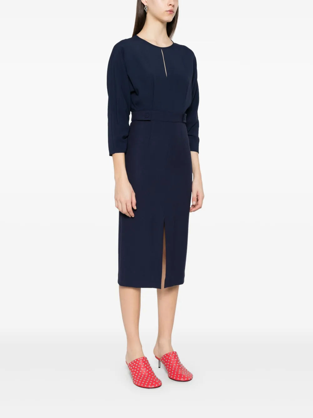 BOSS button-tab midi dress