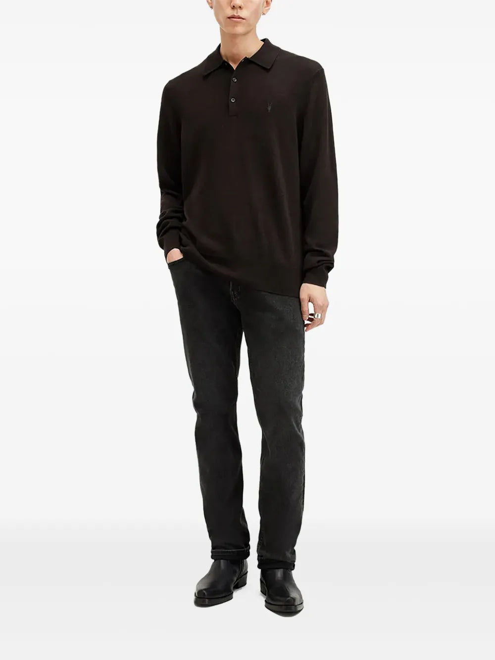AllSaints  logo-embroidered polo shirt