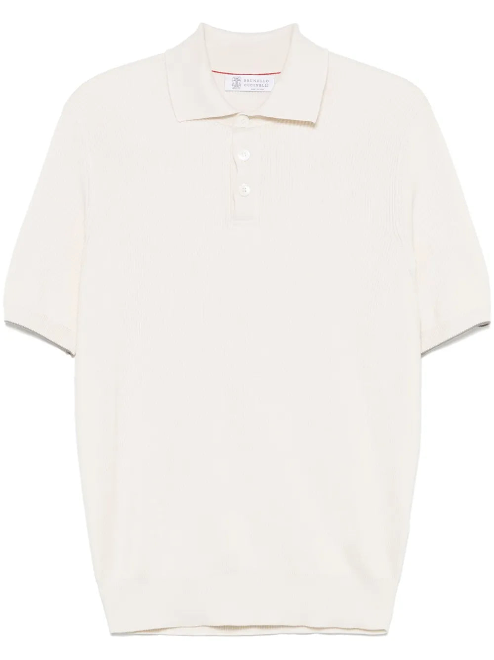 Brunello Cucinelli ecru fine-ribbed polo shirt
