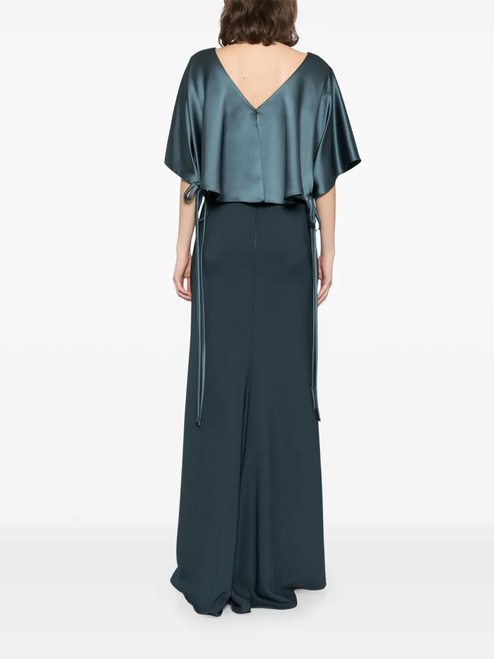 Amsale  cape fluid gown dress