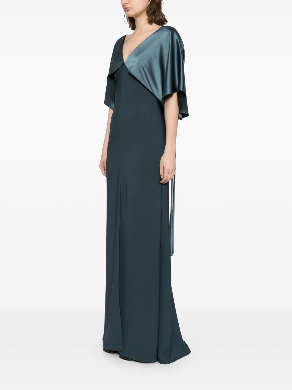 Amsale  cape fluid gown dress