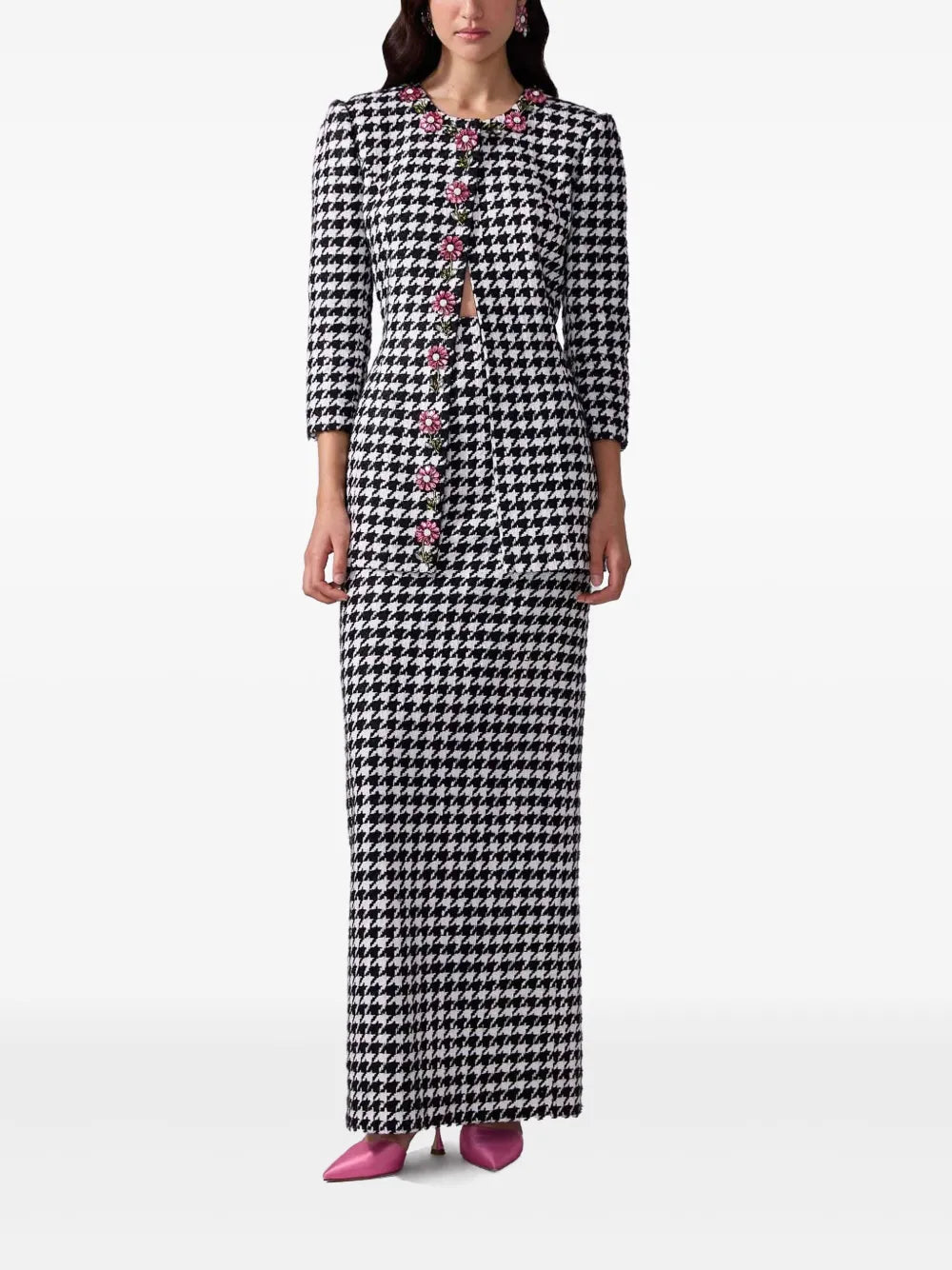 Carolina Herrera houndstooth column skirt