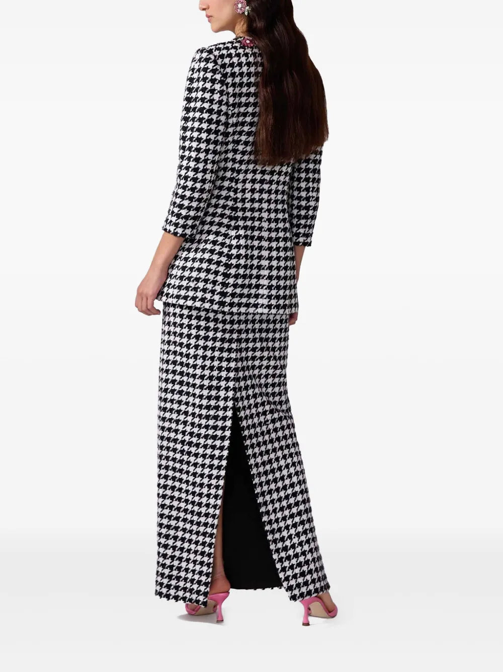 Carolina Herrera houndstooth column skirt