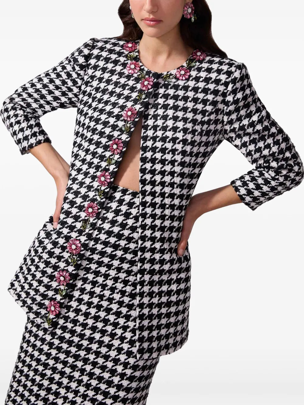 Carolina Herrera houndstooth column skirt