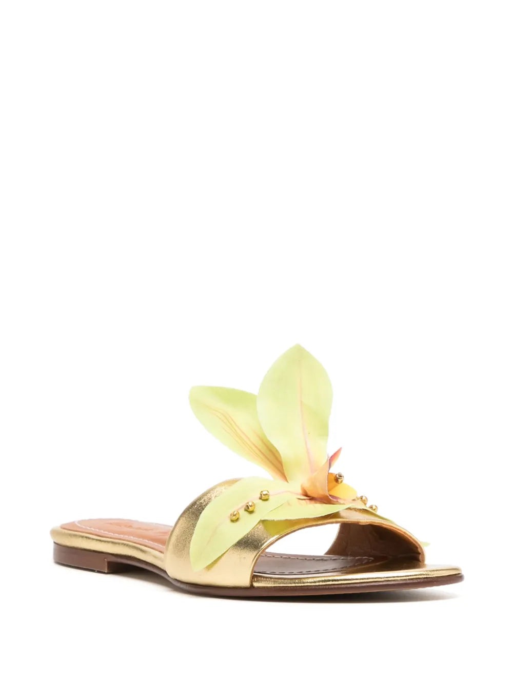 Alameda Turquesa  flower leather sandals