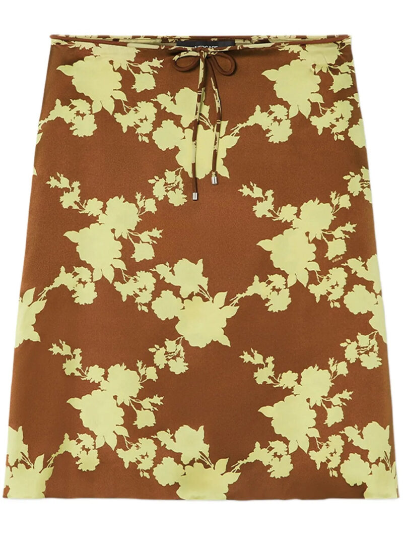 Versace  Wild Roses satin midi skirt