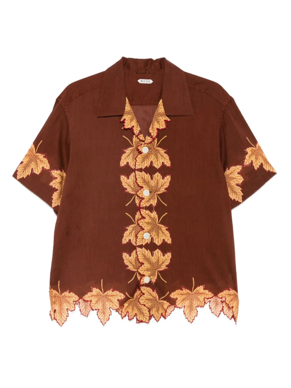 BODE  leaf-print scalloped shirt