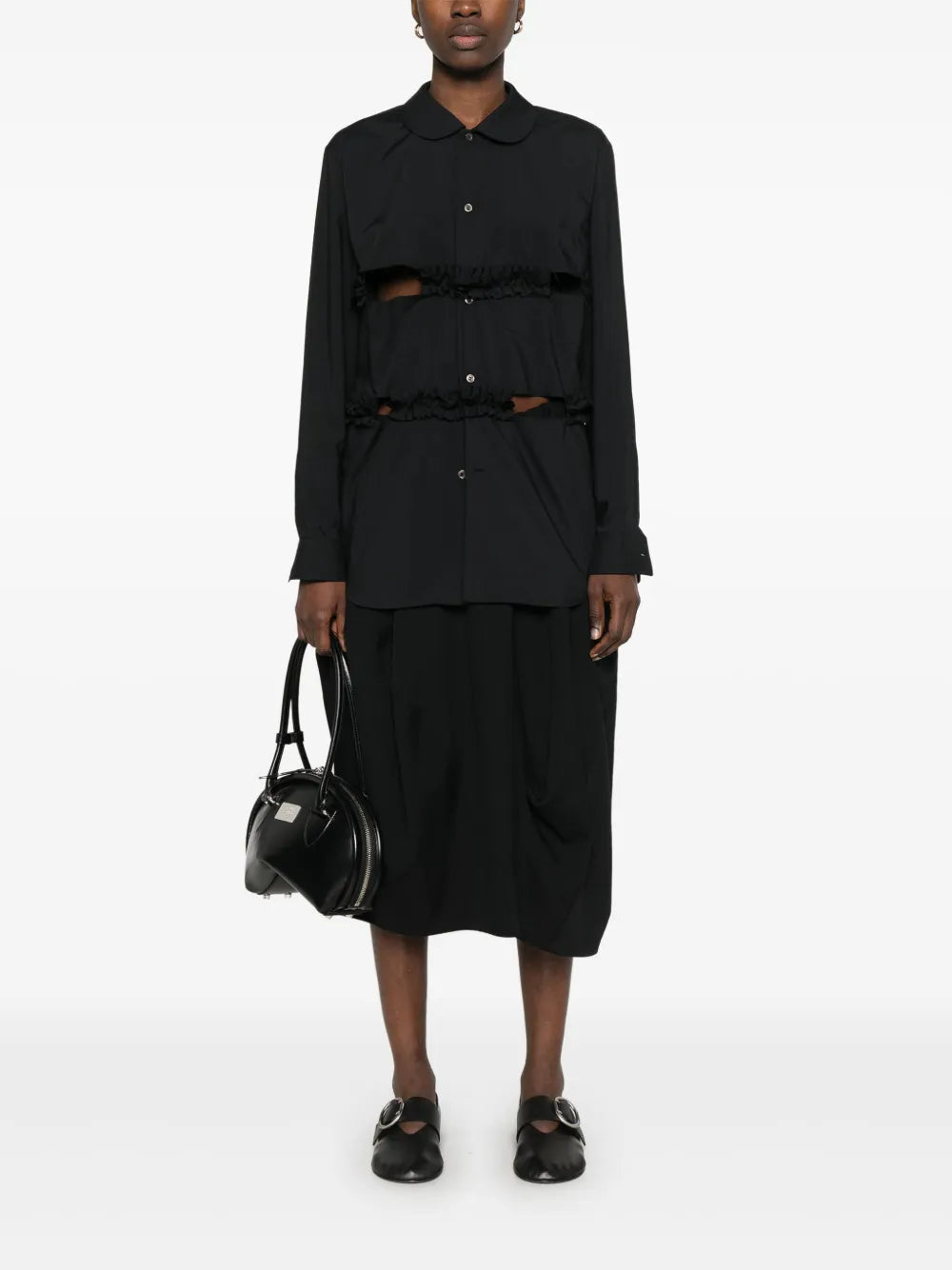 Black Comme Des Garçons  ruffle-trim shirt