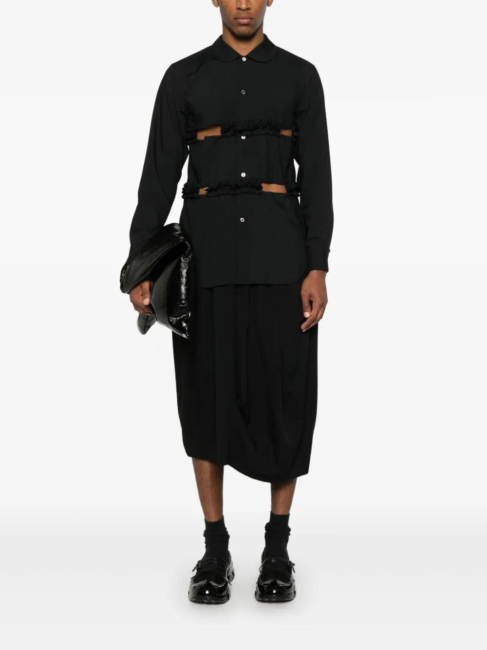 Black Comme Des Garçons  ruffle-trim shirt
