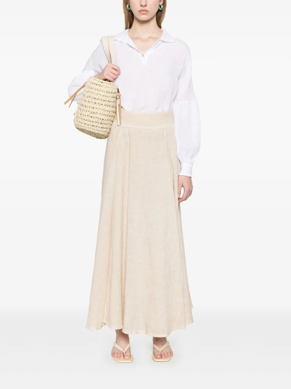 120% Lino  linen midi skirt