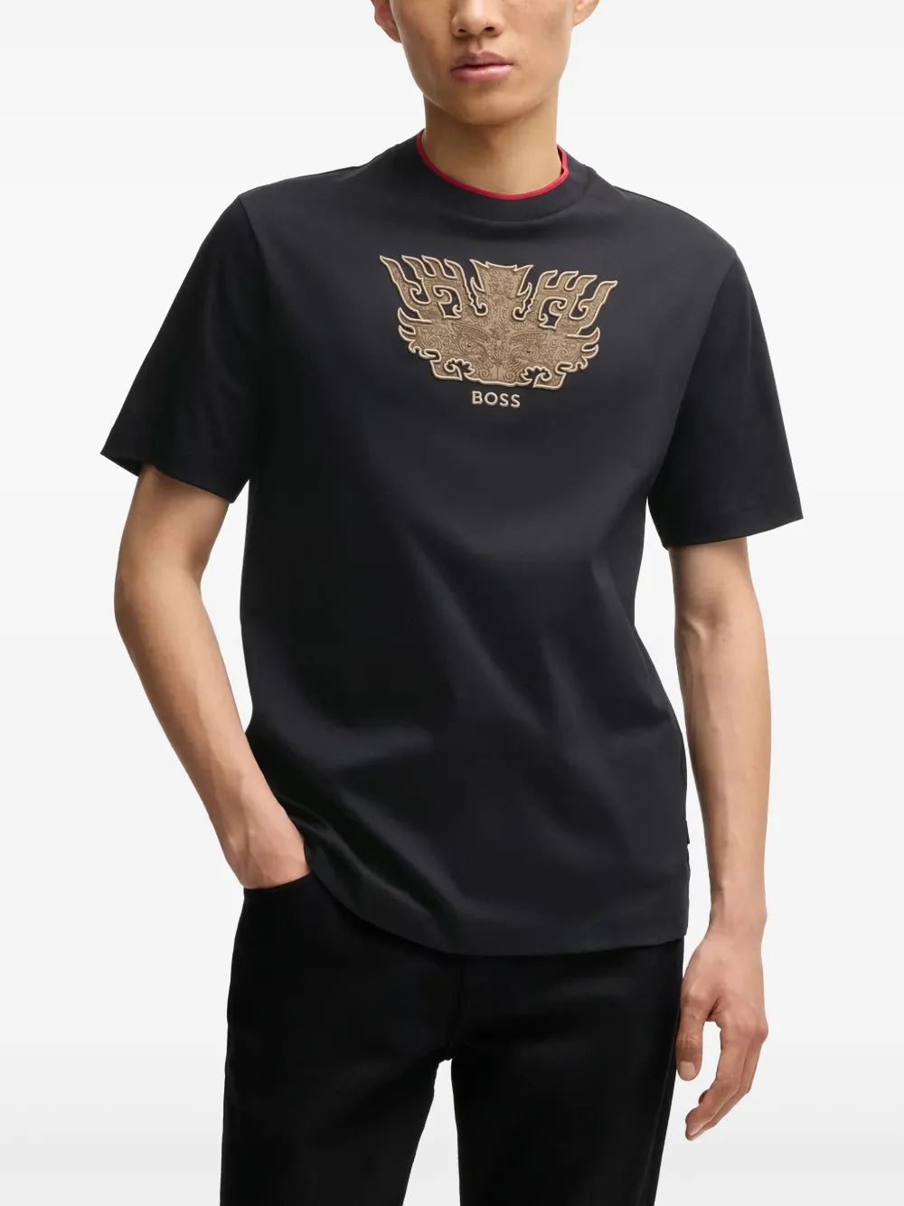 BOSS logo-embroidered T-shirt