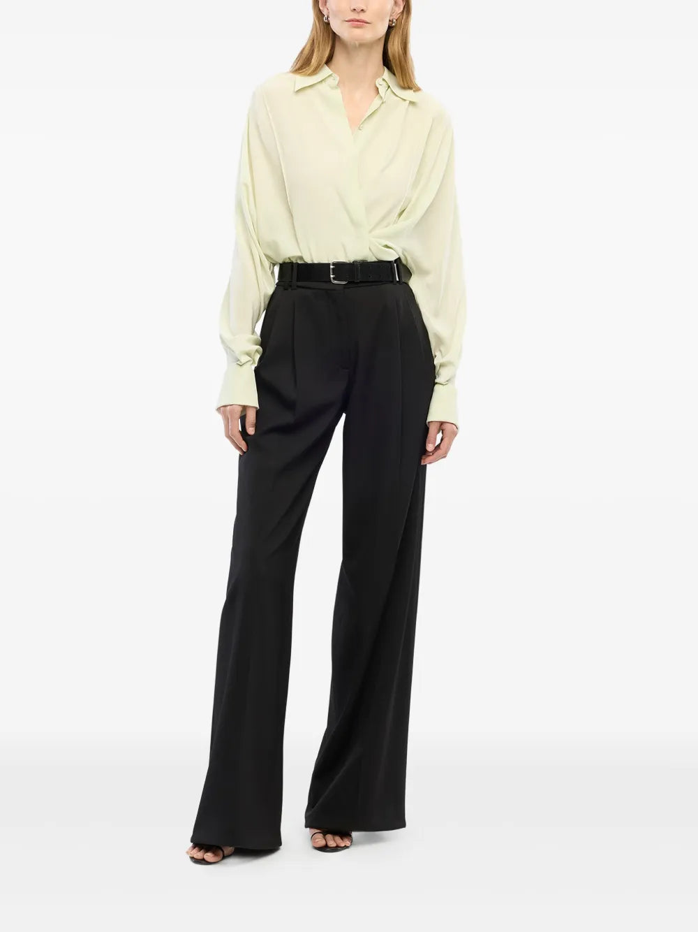 Another Tomorrow  pleated wrap shirt