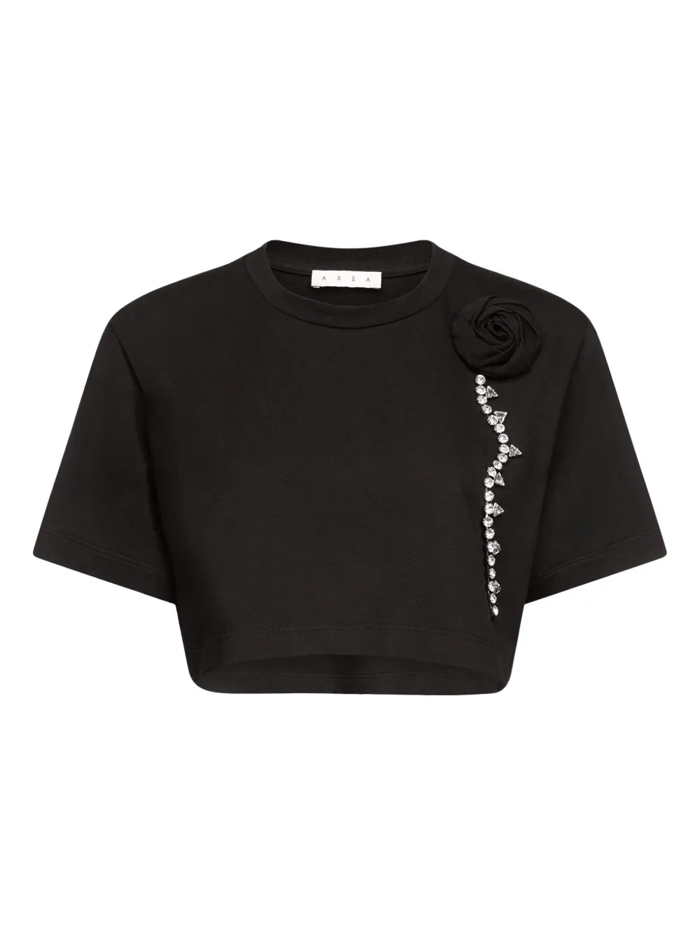 AREA  crystal-embellished cropped t-shirt