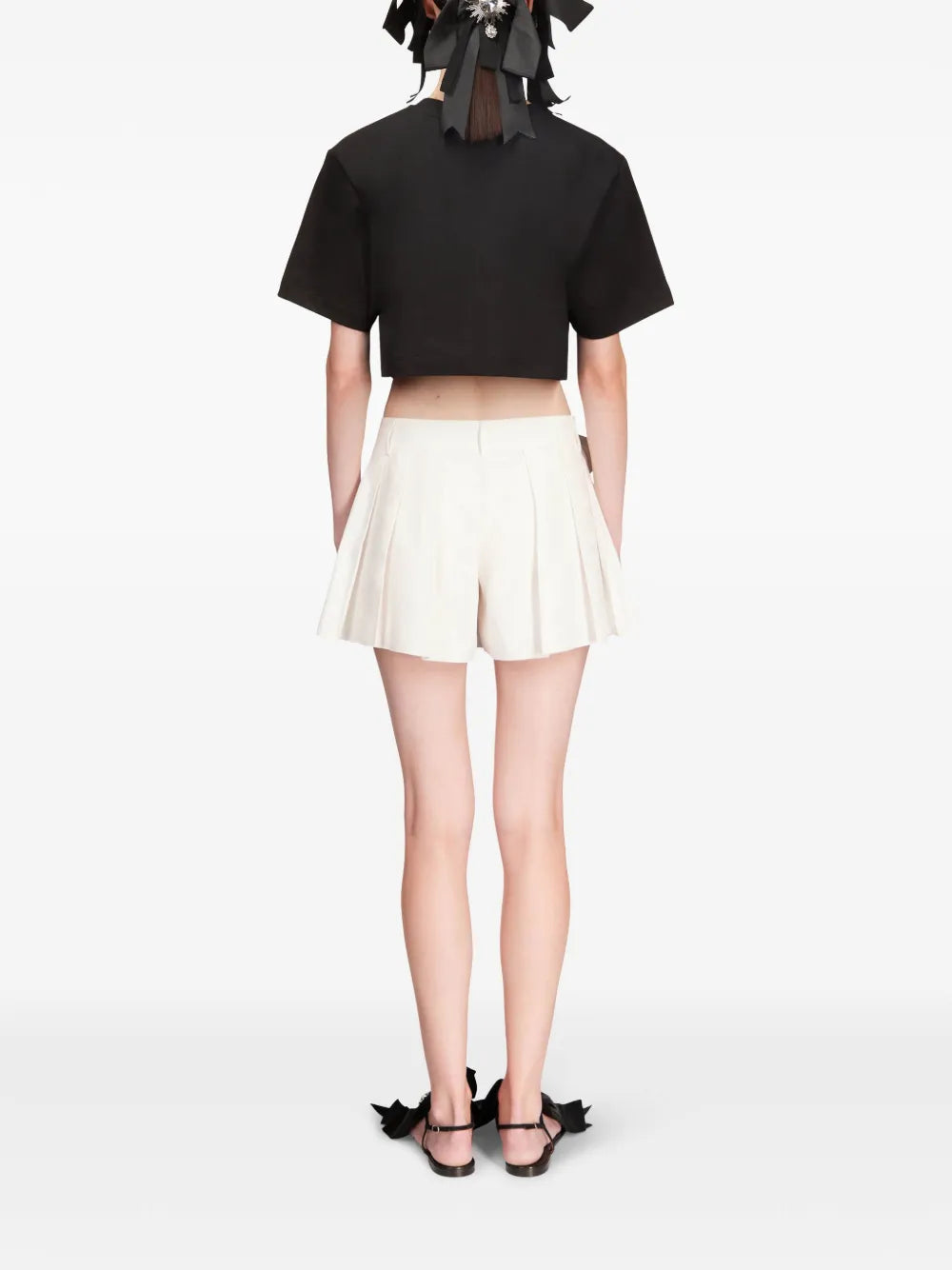AREA crystal-embellished cropped t-shirt