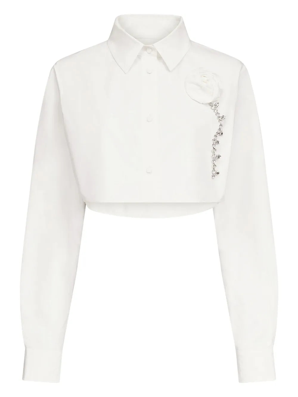 AREA  crystal-embellished cropped shirt