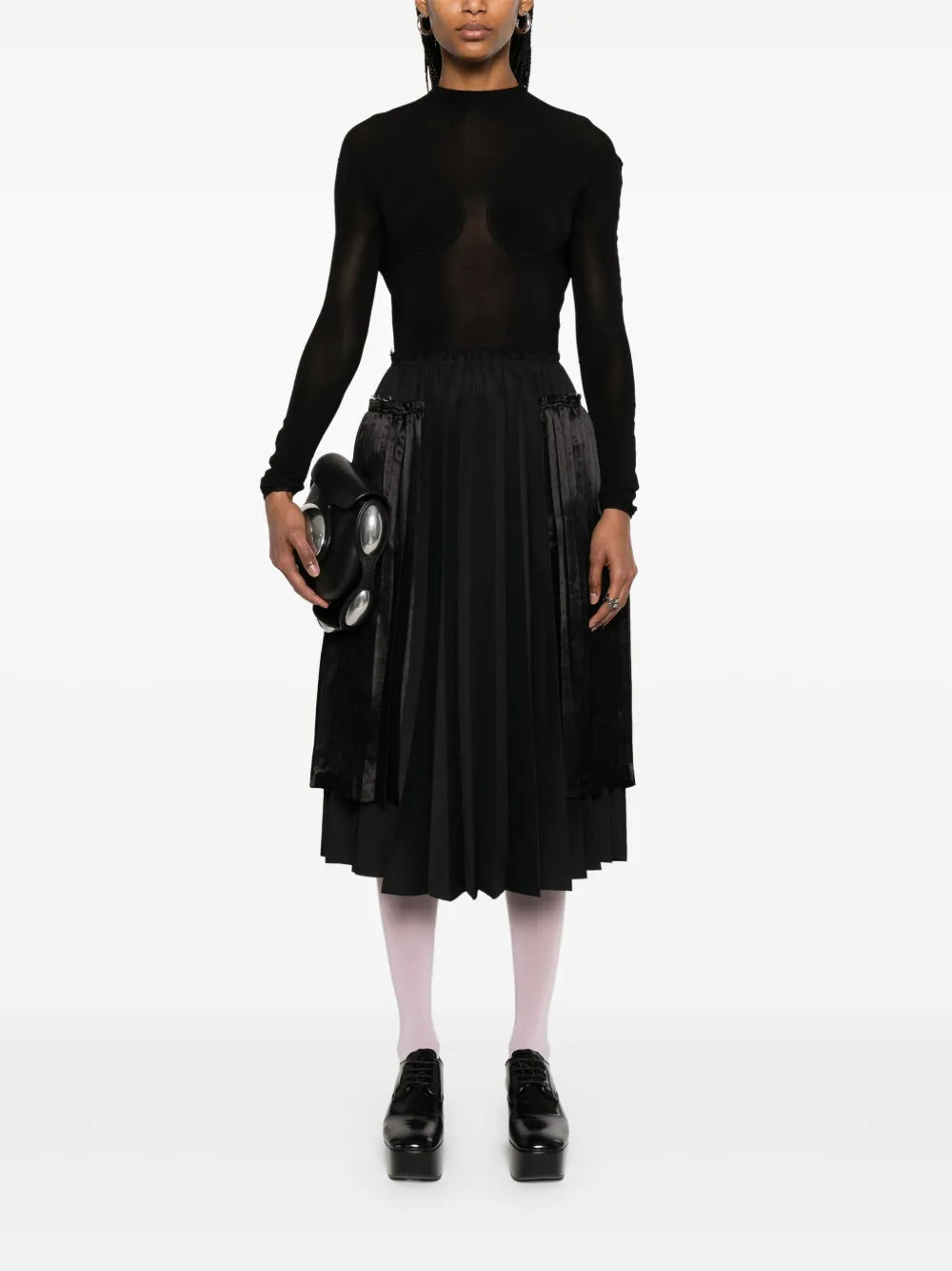 Black Comme Des Garçons  pleated midi skirt