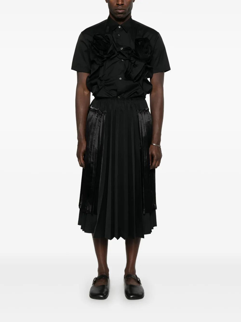 Black Comme Des Garçons  pleated midi skirt