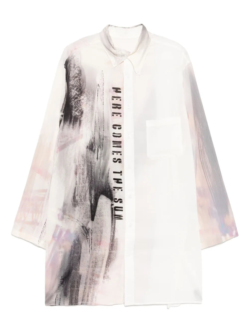 Yohji Yamamoto  printed asymmetric-collar shirt