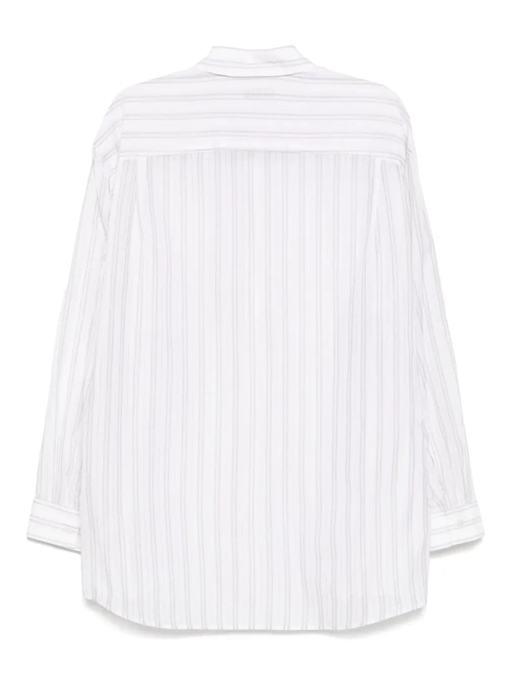 Attachment striped lenocloth shirt