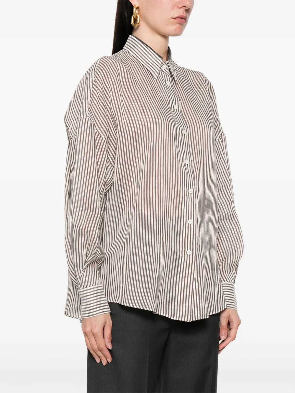 Brunello Cucinelli  striped organza shirt