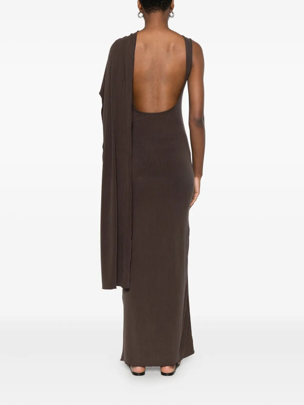 Aya Muse one-shoulder fine-ribbed maxi dress