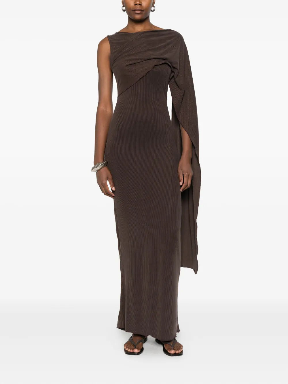 Aya Muse one-shoulder fine-ribbed maxi dress
