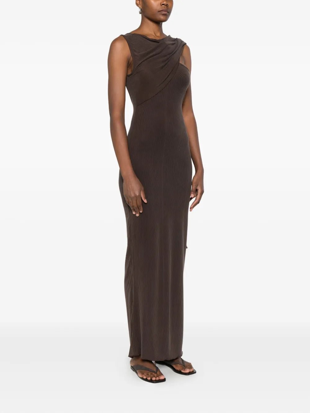 Aya Muse one-shoulder fine-ribbed maxi dress
