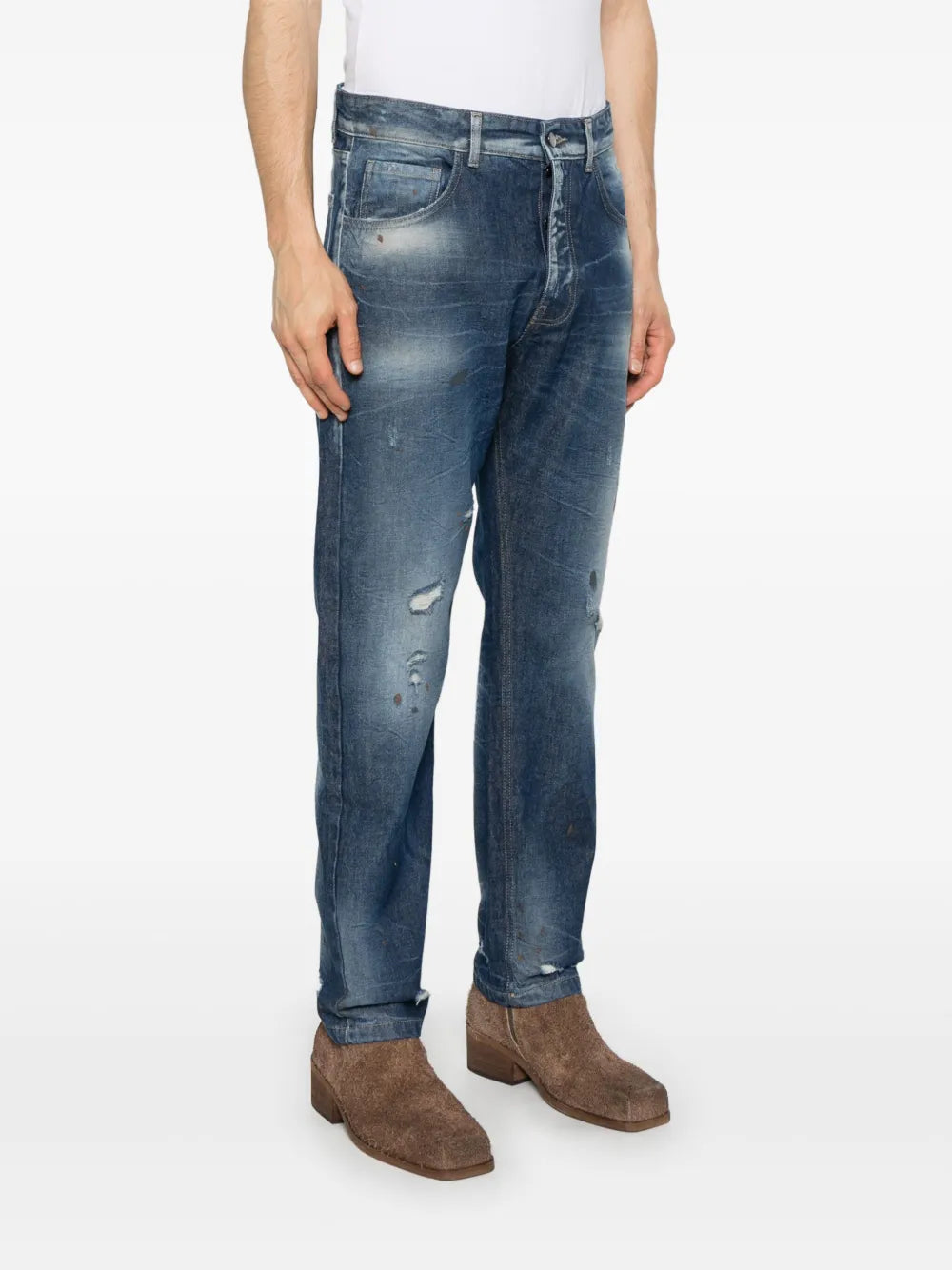 BROKEN LAUNDRY distressed-finish jeans