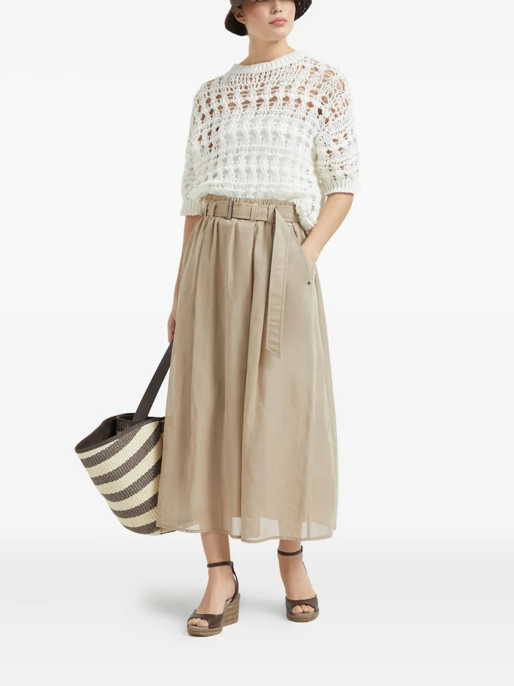Brunello Cucinelli  cotton midi skirt