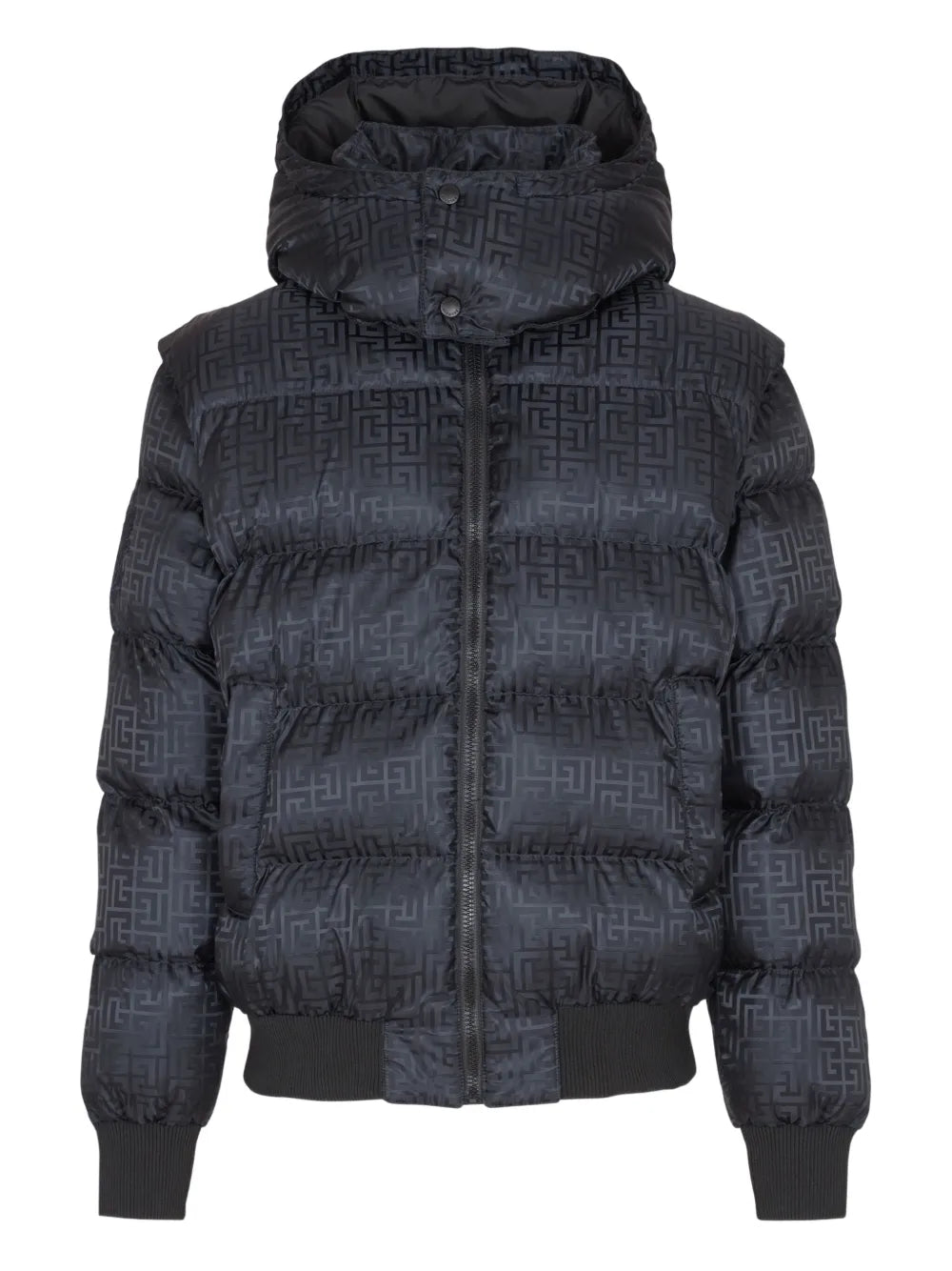 Balmain  monogram-jacquard padded jacket