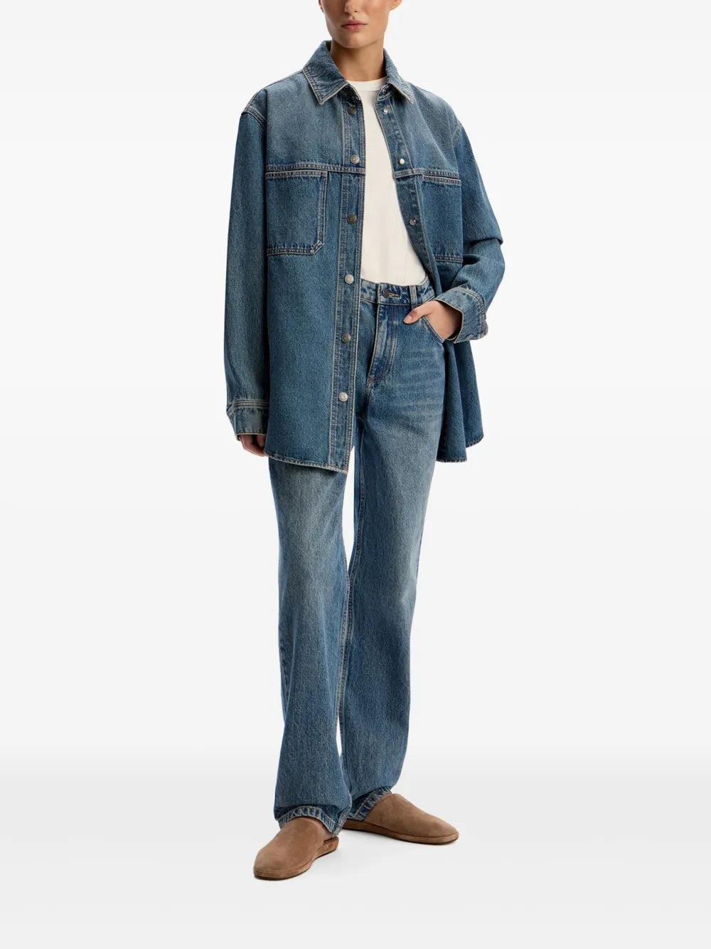 12 STOREEZ  high-rise straight-leg jeans