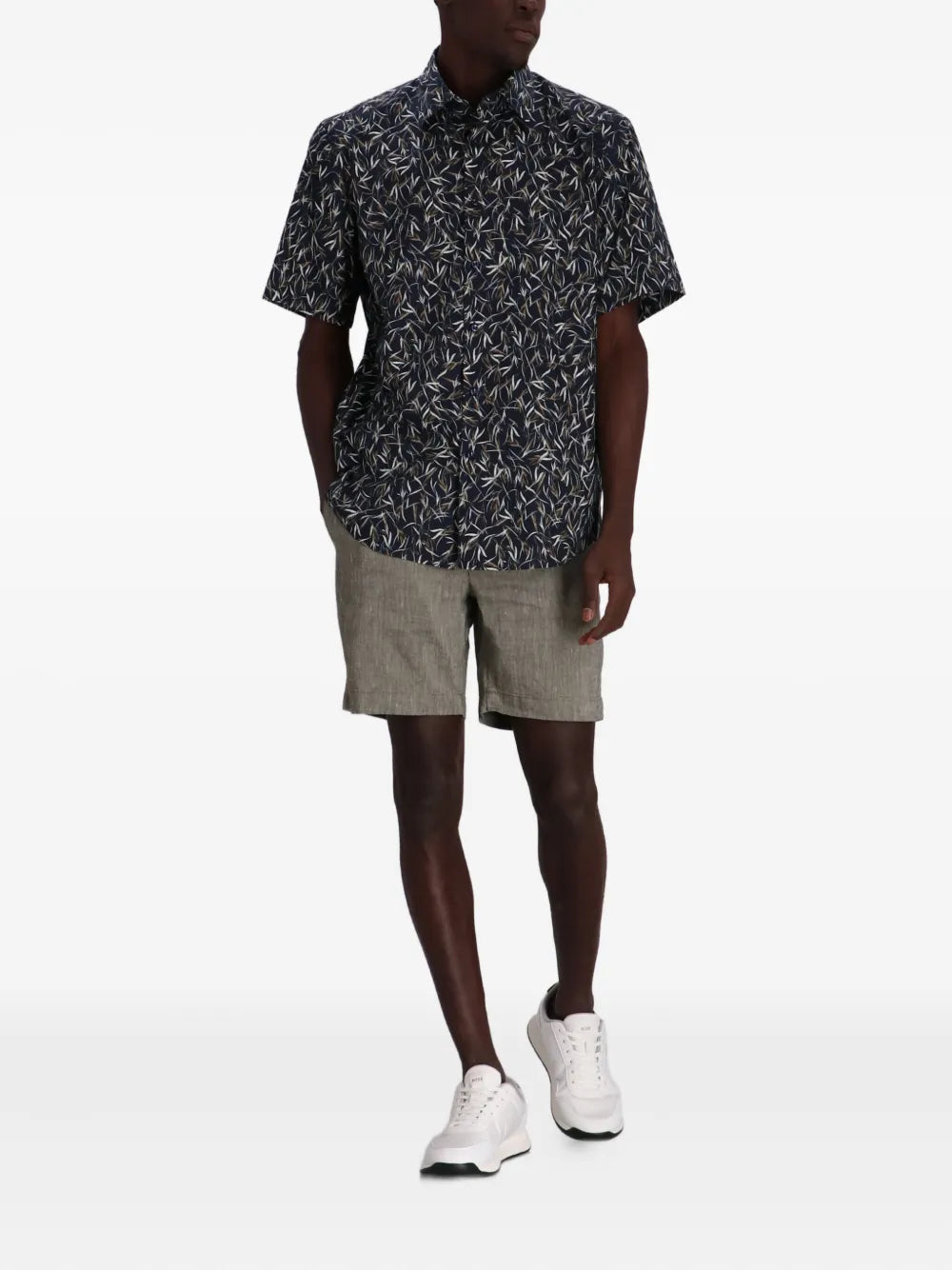 BOSS  Joe leaf-print short-sleeve shirt